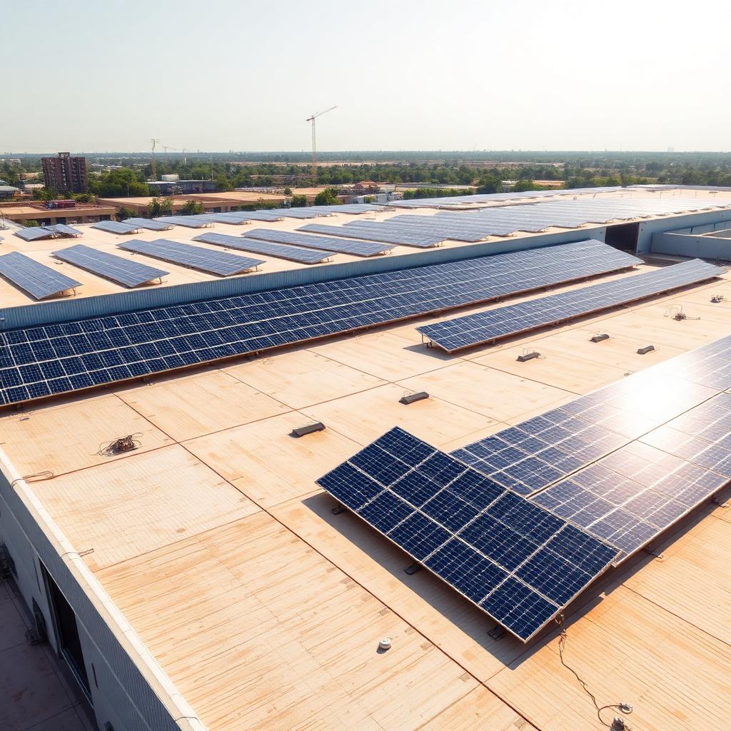 Commercial rooftop solar panel installation